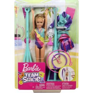 Barbie Team Stacie Doll And Gymnastics Playset With Spinning Bar NWT